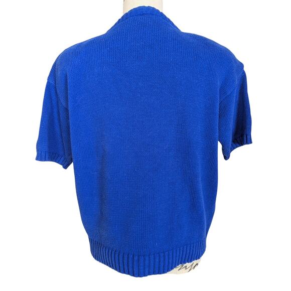 90s Vintage Nordstrom Short Sleeve Crew Neck Sweater Blue Size Medium - Picture 5 of 15